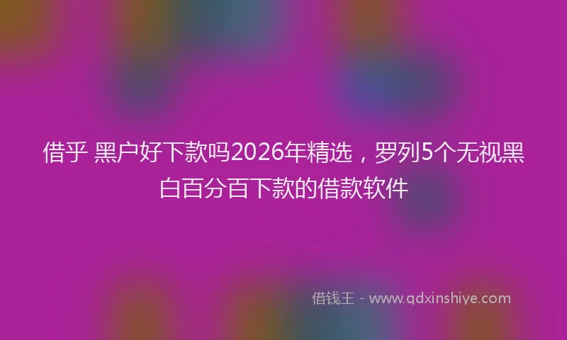 借乎 黑户好下款吗2026年精选，罗列5个无视黑白百分百下款的借款软件