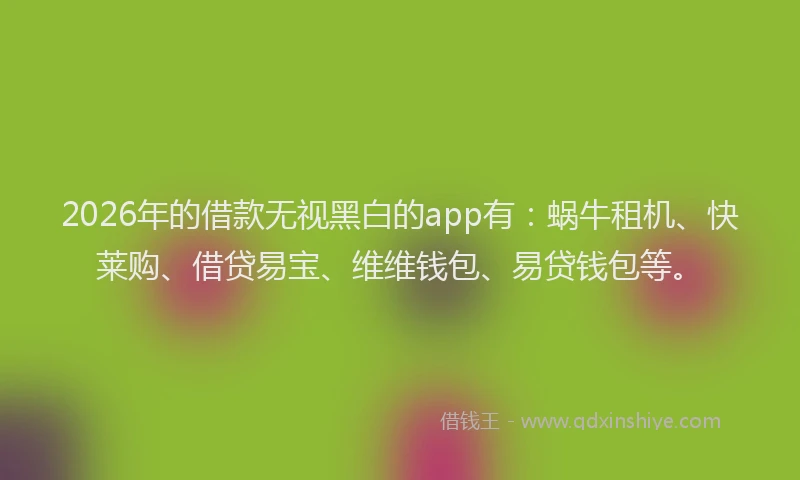 2026年的借款无视黑白的app有：蜗牛租机、快莱购、借贷易宝、维维钱包、易贷钱包等。
