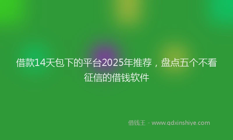 借款14天包下的平台2025年推荐,盘点五个不看征信的借钱软件