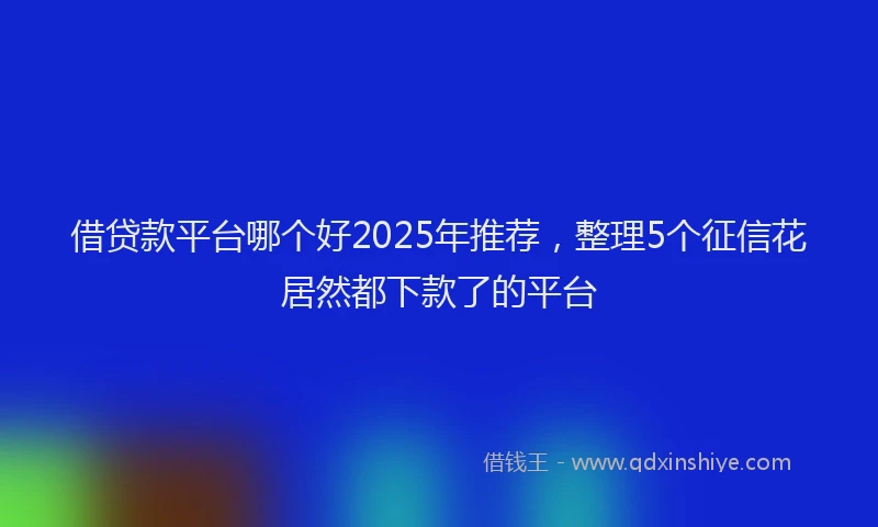 借贷款平台哪个好2025年推荐,整理5个征信花居然都下款了的平台