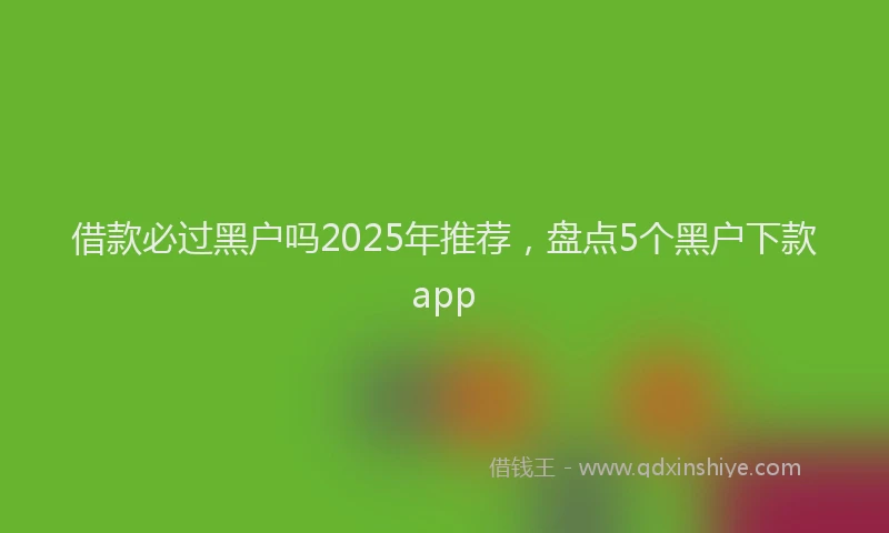 借款必过黑户吗2025年推荐，盘点5个黑户下款app