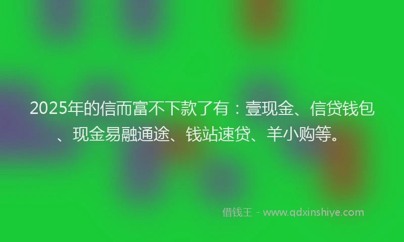 2025年的信而富不下款了有：壹现金、信贷钱包、现金易融通途、钱站速贷、羊小购等。