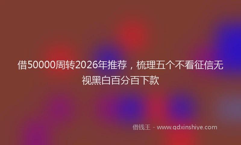 借50000周转2026年推荐，梳理五个不看征信无视黑白百分百下款
