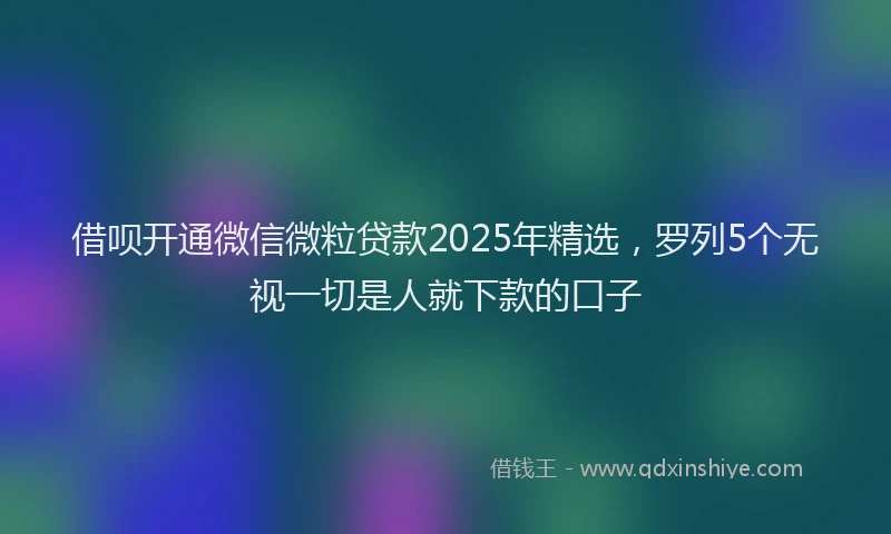 借呗开通微信微粒贷款2025年精选,罗列5个无视一切是人就下款的口子