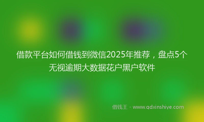 借款平台如何借钱到微信2025年推荐，盘点5个无视逾期大数据花户黑户软件