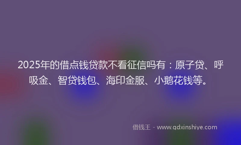 2025年的借点钱贷款不看征信吗有：原子贷、呼吸金、智贷钱包、海印金服、小鹅花钱等。