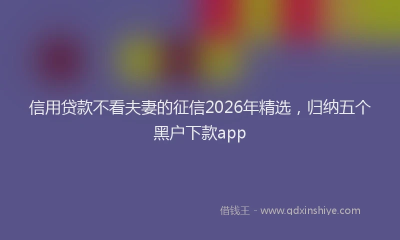 信用贷款不看夫妻的征信2026年精选，归纳五个黑户下款app
