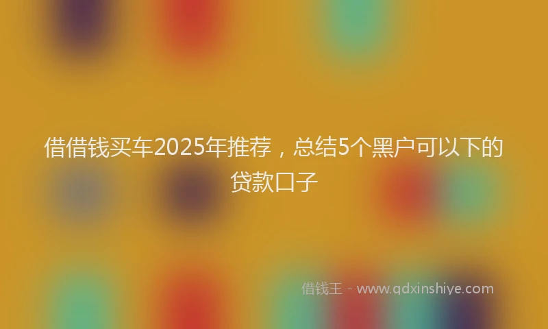 借借钱买车2025年推荐，总结5个黑户可以下的贷款口子