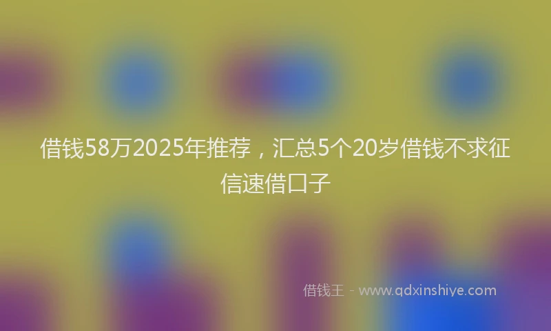 借钱58万2025年推荐，汇总5个20岁借钱不求征信速借口子
