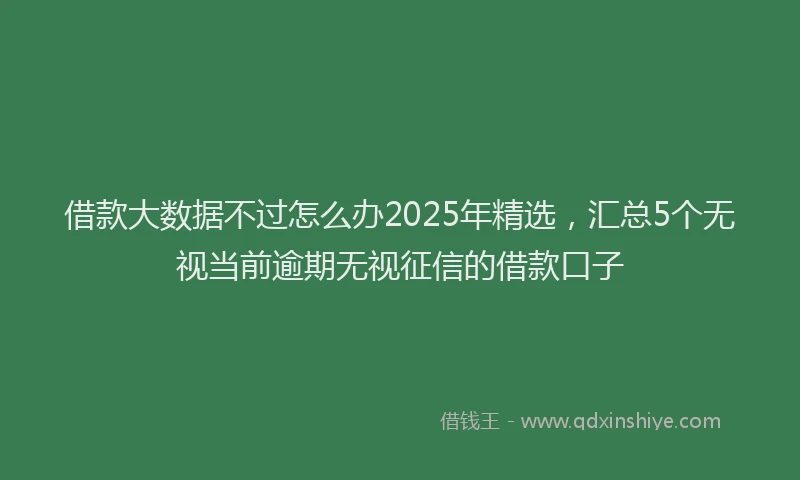 借款大数据不过怎么办2025年精选，汇总5个无视当前逾期无视征信的借款口子