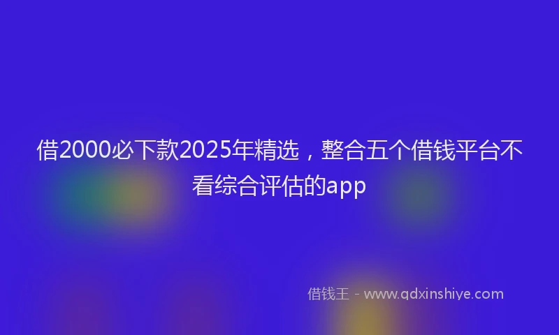借2000必下款2025年精选,整合五个借钱平台不看综合评估的app
