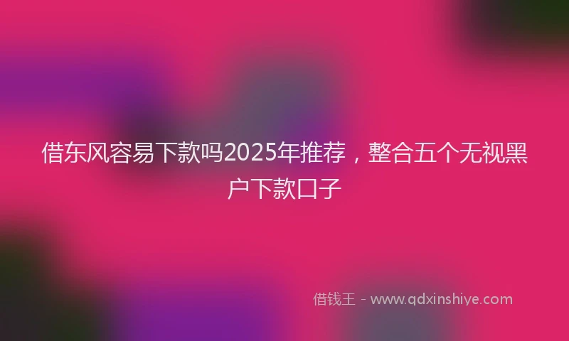 借东风容易下款吗2025年推荐，整合五个无视黑户下款口子