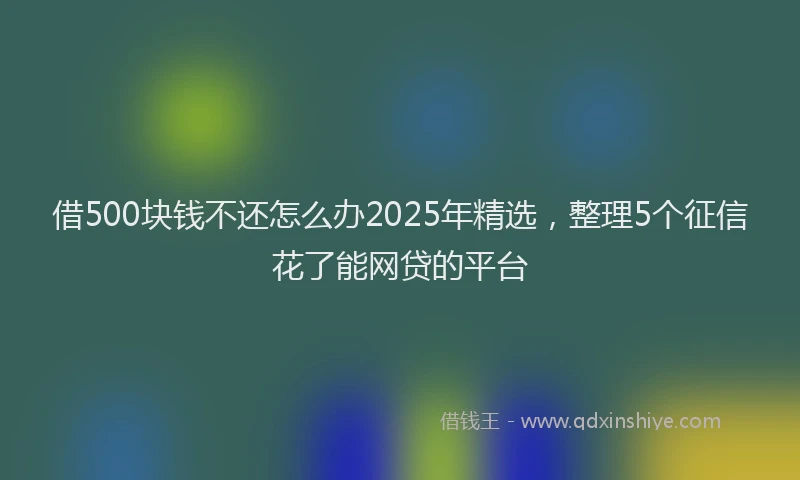 借500块钱不还怎么办2025年精选，整理5个征信花了能网贷的平台
