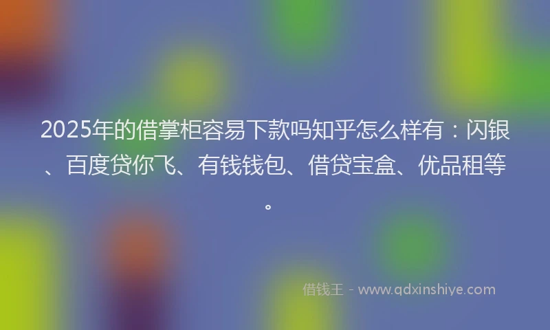 2025年的借掌柜容易下款吗知乎怎么样有：闪银、百度贷你飞、有钱钱包、借贷宝盒、优品租等。