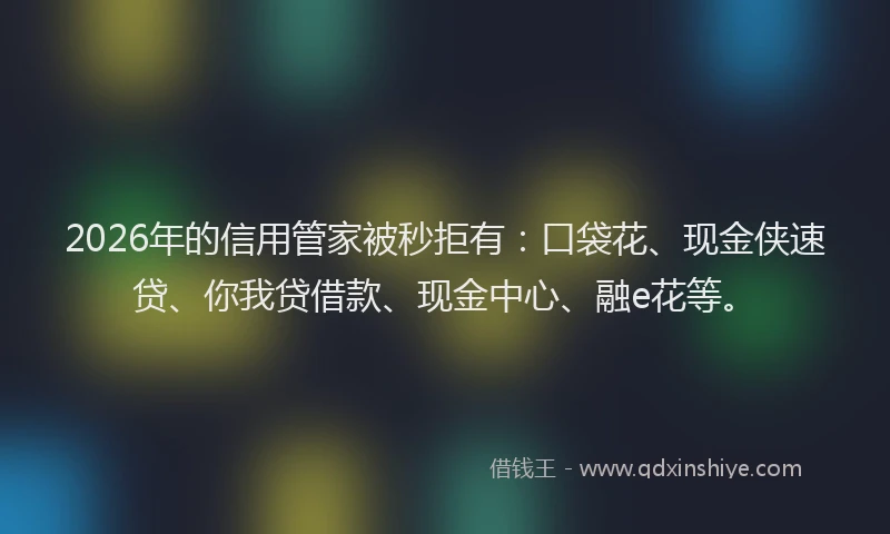 2026年的信用管家被秒拒有：口袋花、现金侠速贷、你我贷借款、现金中心、融e花等。