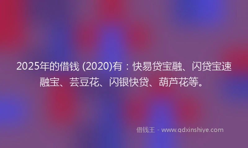 2025年的借钱 (2020)有：快易贷宝融、闪贷宝速融宝、芸豆花、闪银快贷、葫芦花等。