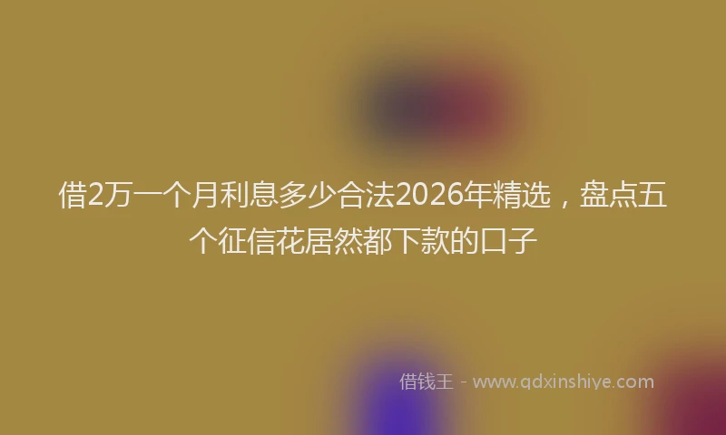 借2万一个月利息多少合法2026年精选,盘点五个征信花居然都下款的口子