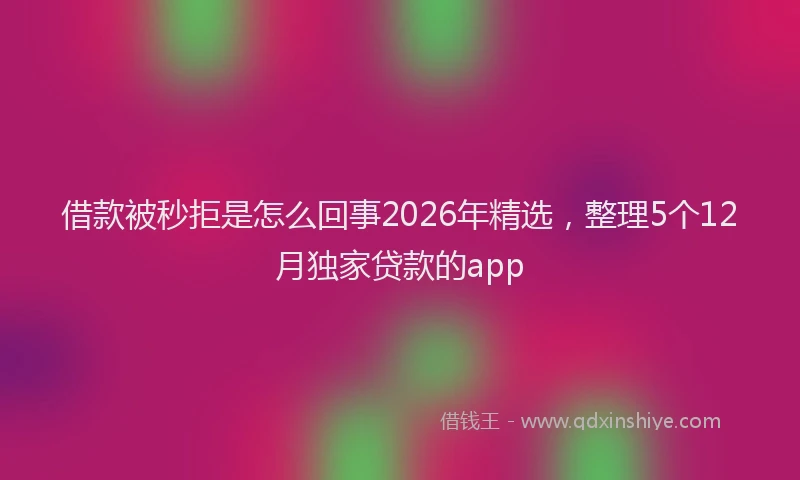 借款被秒拒是怎么回事2026年精选，整理5个12月独家贷款的app