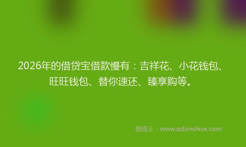 2026年的借贷宝借款慢有：吉祥花、小花钱包、旺旺钱包、替你速还、臻享购等。