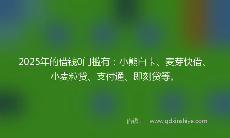 2025年的借钱0门槛有:小熊白卡、麦芽快借、小麦粒贷、支付通、即刻贷等。