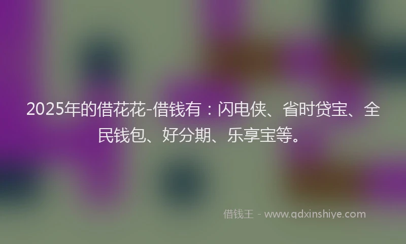 2025年的借花花-借钱有:闪电侠、省时贷宝、全民钱包、好分期、乐享宝等。