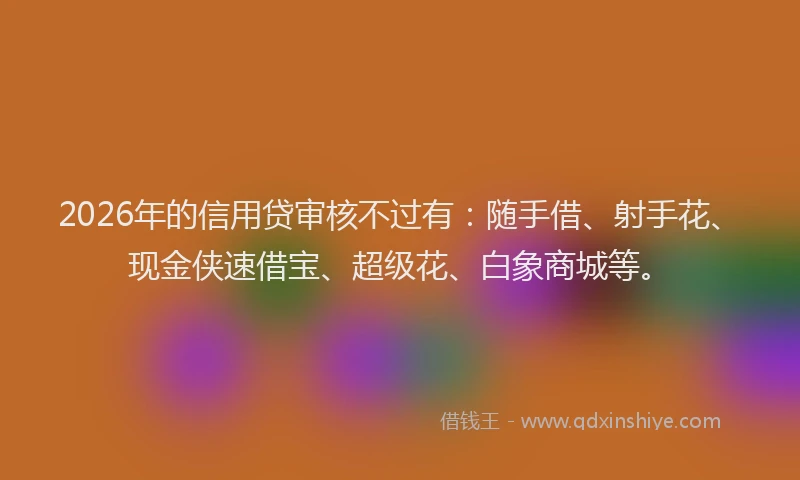 2026年的信用贷审核不过有：随手借、射手花、现金侠速借宝、超级花、白象商城等。