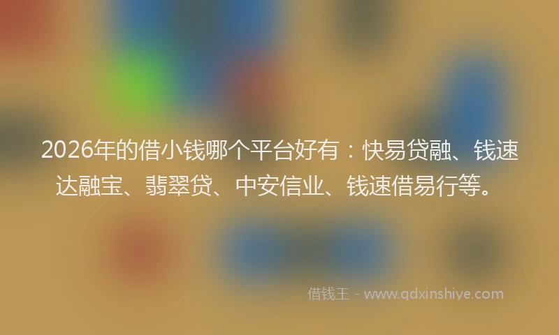 2026年的借小钱哪个平台好有：快易贷融、钱速达融宝、翡翠贷、中安信业、钱速借易行等。