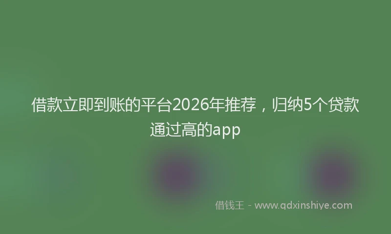 借款立即到账的平台2026年推荐,归纳5个贷款通过高的app