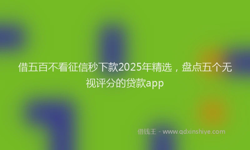 借五百不看征信秒下款2025年精选，盘点五个无视评分的贷款app