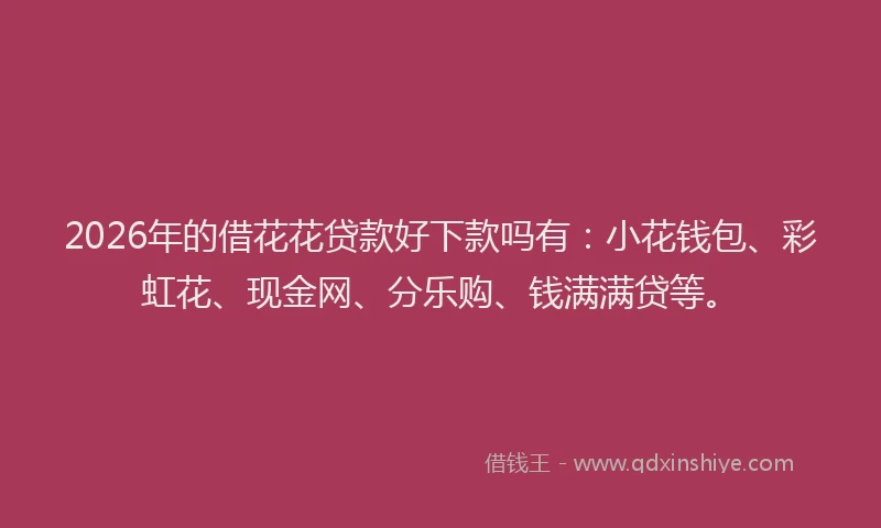 2026年的借花花贷款好下款吗有:小花钱包、彩虹花、现金网、分乐购、钱满满贷等。