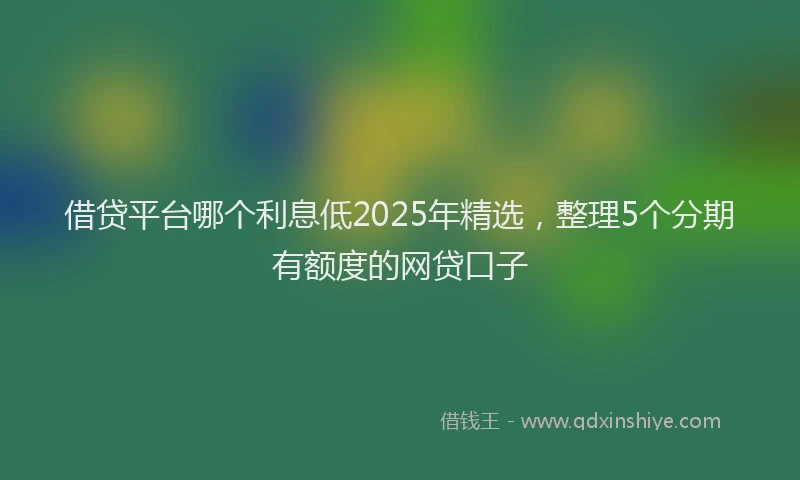 借贷平台哪个利息低2025年精选，整理5个分期有额度的网贷口子