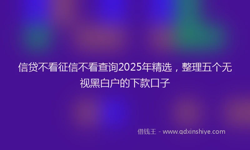 信贷不看征信不看查询2025年精选，整理五个无视黑白户的下款口子