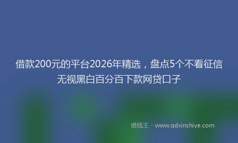借款200元的平台2026年精选,盘点5个不看征信无视黑白百分百下款网贷口子