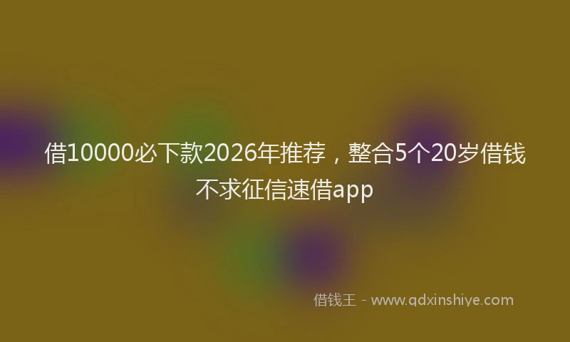 借10000必下款2026年推荐，整合5个20岁借钱不求征信速借app