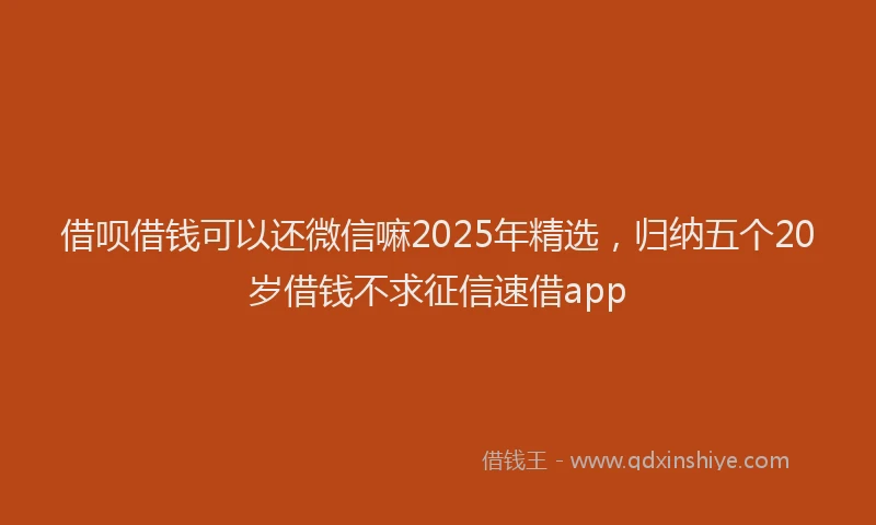 借呗借钱可以还微信嘛2025年精选，归纳五个20岁借钱不求征信速借app