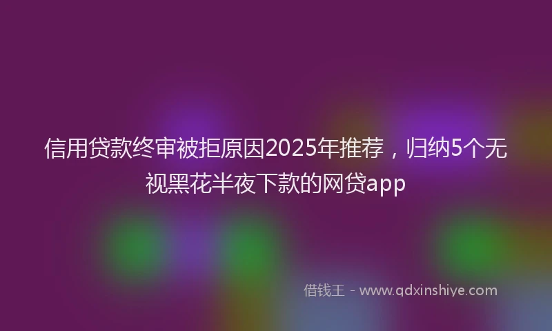 信用贷款终审被拒原因2025年推荐，归纳5个无视黑花半夜下款的网贷app