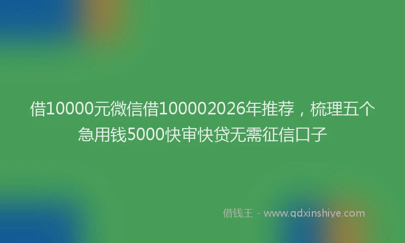 借10000元微信借100002026年推荐，梳理五个急用钱5000快审快贷无需征信口子