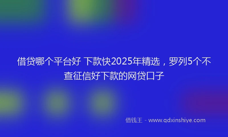 借贷哪个平台好 下款快2025年精选，罗列5个不查征信好下款的网贷口子