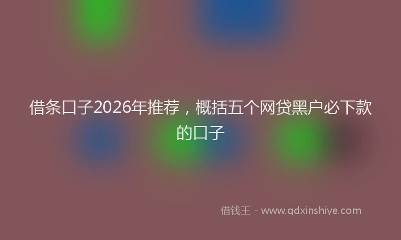 借条口子2026年推荐，概括五个网贷黑户必下款的口子