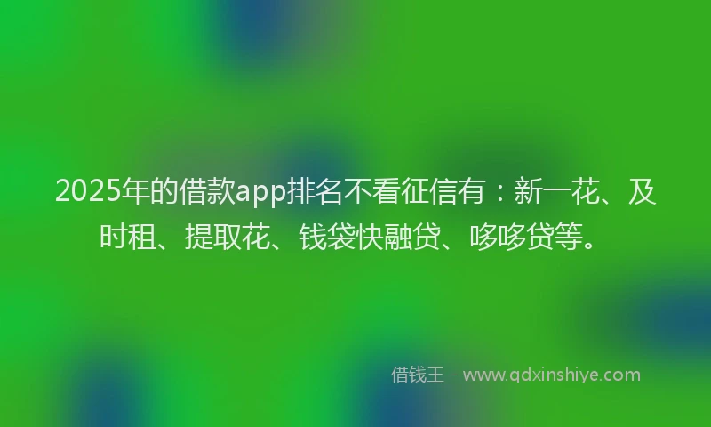 2025年的借款app排名不看征信有：新一花、及时租、提取花、钱袋快融贷、哆哆贷等。