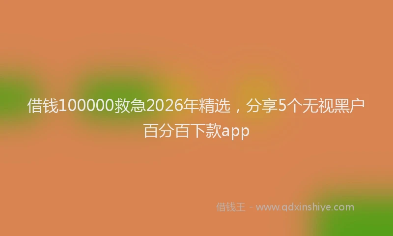 借钱100000救急2026年精选，分享5个无视黑户百分百下款app