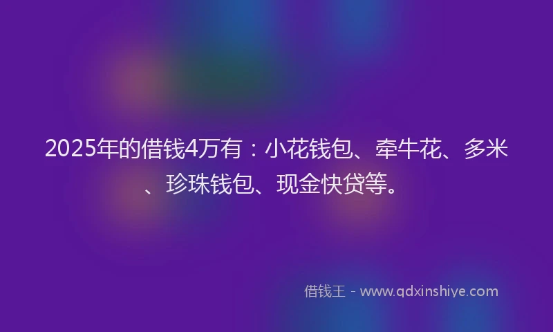2025年的借钱4万有：小花钱包、牵牛花、多米、珍珠钱包、现金快贷等。