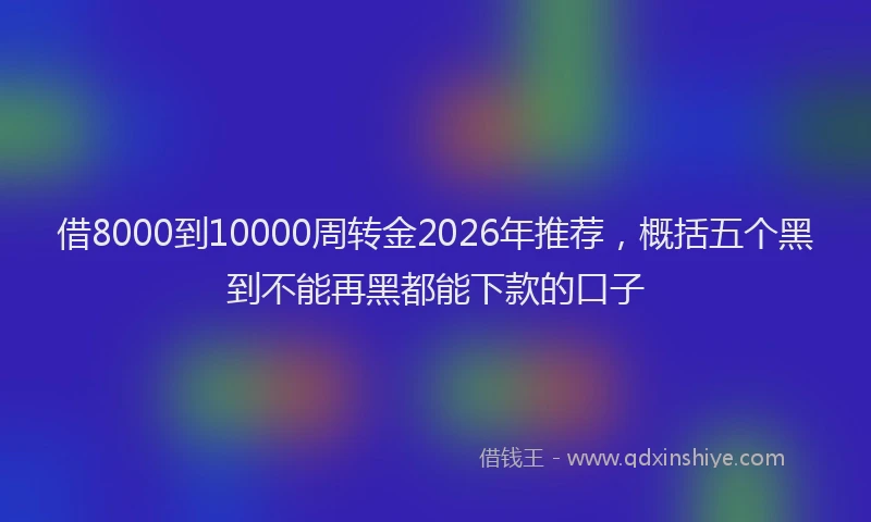 借8000到10000周转金2026年推荐，概括五个黑到不能再黑都能下款的口子
