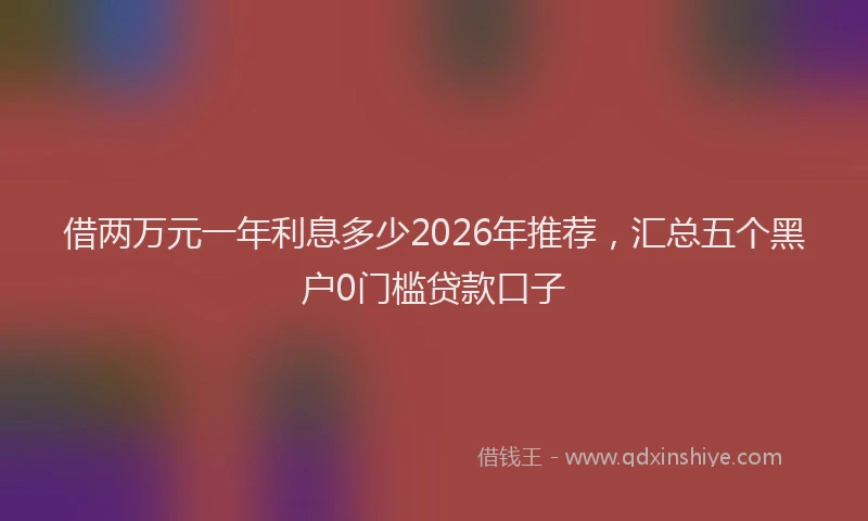 借两万元一年利息多少2026年推荐，汇总五个黑户0门槛贷款口子
