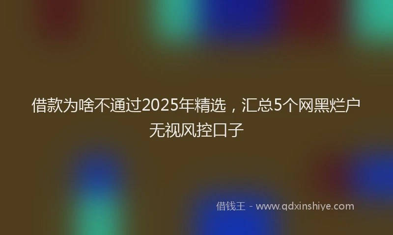 借款为啥不通过2025年精选，汇总5个网黑烂户无视风控口子