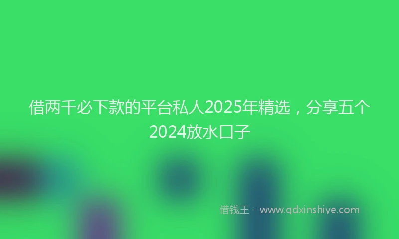 借两千必下款的平台私人2025年精选，分享五个2024放水口子