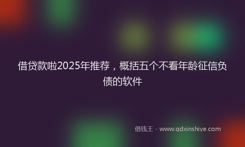 借贷款啦2025年推荐,概括五个不看年龄征信负债的软件
