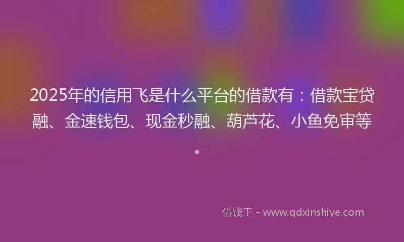 2025年的信用飞是什么平台的借款有：借款宝贷融、金速钱包、现金秒融、葫芦花、小鱼免审等。