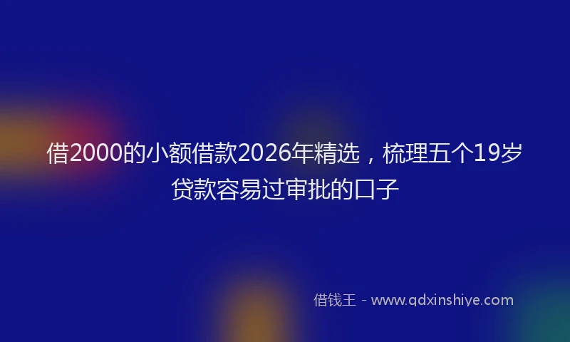借2000的小额借款2026年精选，梳理五个19岁贷款容易过审批的口子