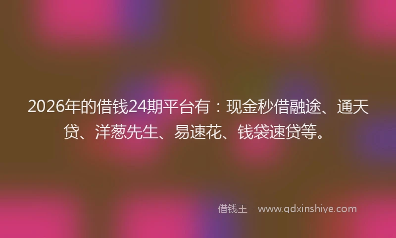 2026年的借钱24期平台有：现金秒借融途、通天贷、洋葱先生、易速花、钱袋速贷等。